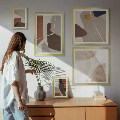 Abstraktní moderní tvary v rámu jako polyptych