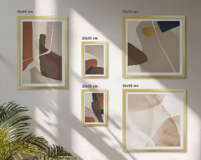 Abstraktní moderní tvary v rámu jako polyptych