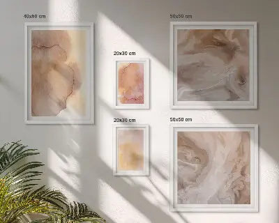 Sada obrazů do ložnice s motivem teplých akvarelových textur