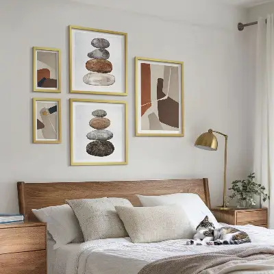 Sada obrazů do ložnice abstraktní boho umění