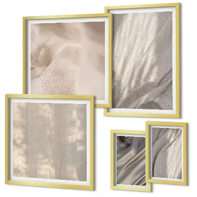 Poliptyk v rámu přírodní boho látky detail