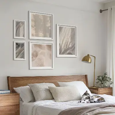 Poliptyk v rámu přírodní boho látky detail