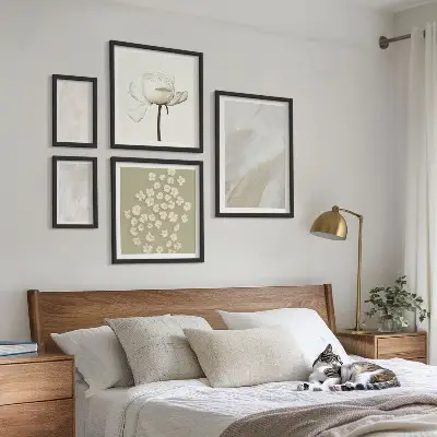 Květiny s boho texturou vícedílný obraz v rámu