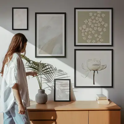 Květiny s boho texturou vícedílný obraz v rámu