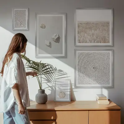 Poliptyk v rámu lehké boho pískové textury