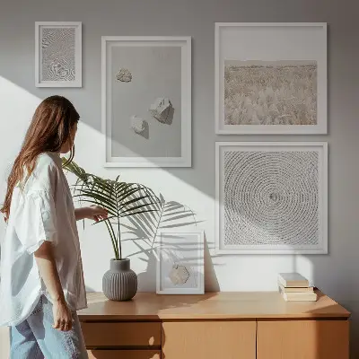 Poliptyk v rámu lehké boho pískové textury