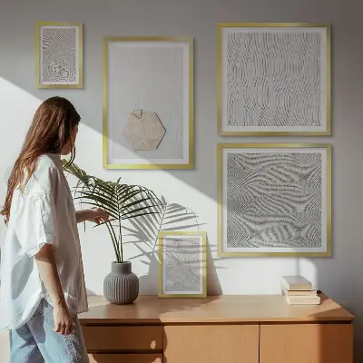 Sada obrazů do ložnice lehké boho pískové textury