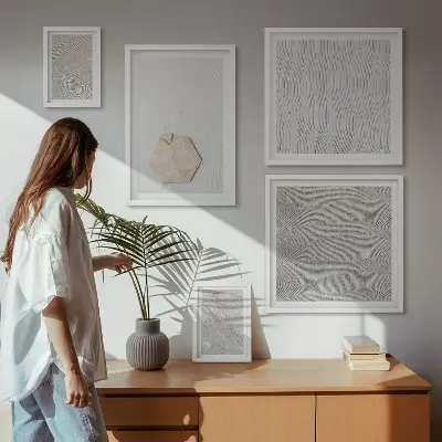 Sada obrazů do ložnice lehké boho pískové textury