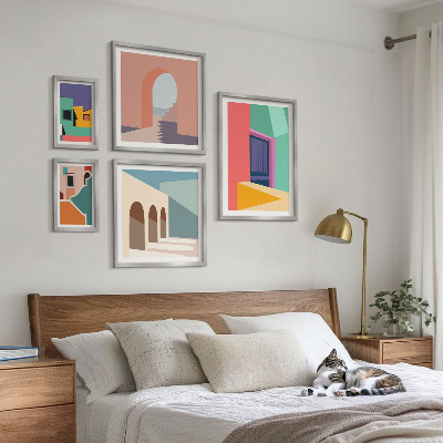 Poliptyk v rámu Barevné ilustrace města