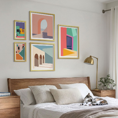 Poliptyk v rámu Barevné ilustrace města