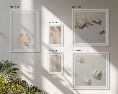 Sada obrazů do ložnice jemné boho s přírodními texturami