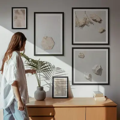 Sada obrazů do ložnice jemné boho s přírodními texturami