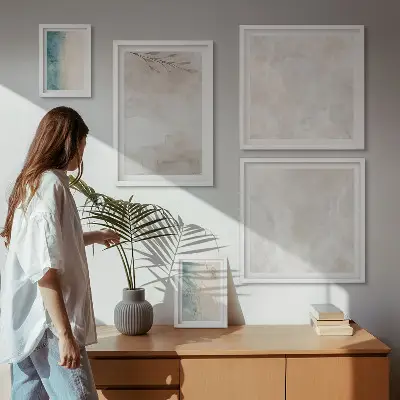 Jemná textura akvarelu poliptyk v rámu