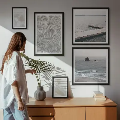 Abstraktní design moderní textury poliptyk v rámu