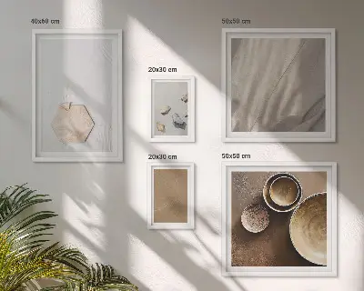 Vícedílný obraz v rámu minimalistické textury v teplých barvách