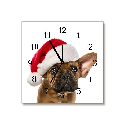 Skleněné hodiny Náměstí Buldok vánoční pes