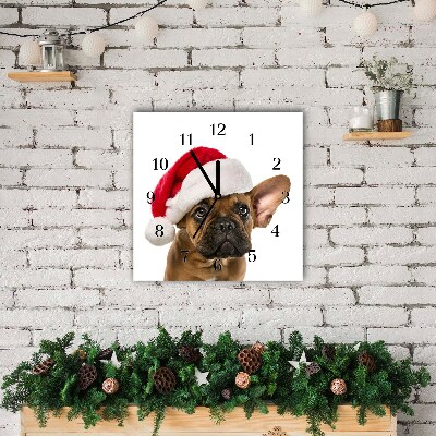 Skleněné hodiny Náměstí Buldok vánoční pes