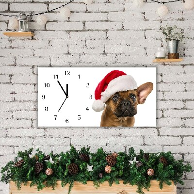 Skleněné hodiny Úrovně Buldok vánoční pes