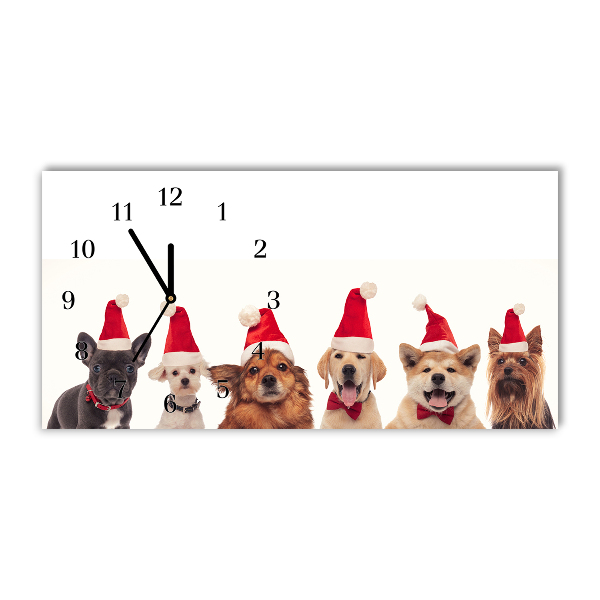 Skleněné hodiny Úrovně Psi Santa Clause Vánoce