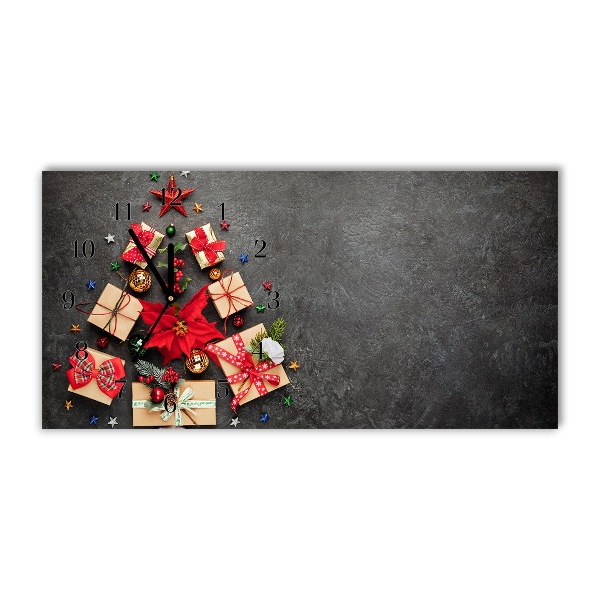 Skleněné hodiny Úrovně Abstraktní vánoční stromeček dárky