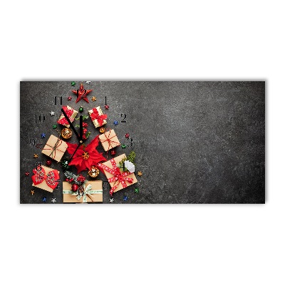 Skleněné hodiny Úrovně Abstraktní vánoční stromeček dárky