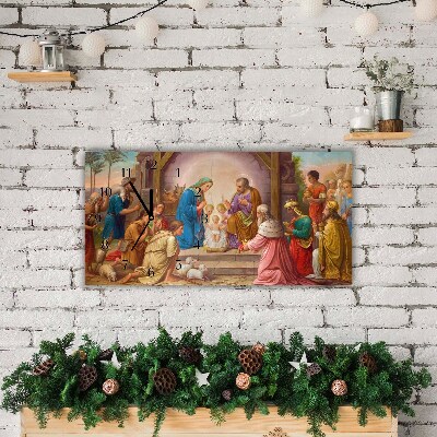 Skleněné hodiny Úrovně Ježíš vánoční stáj