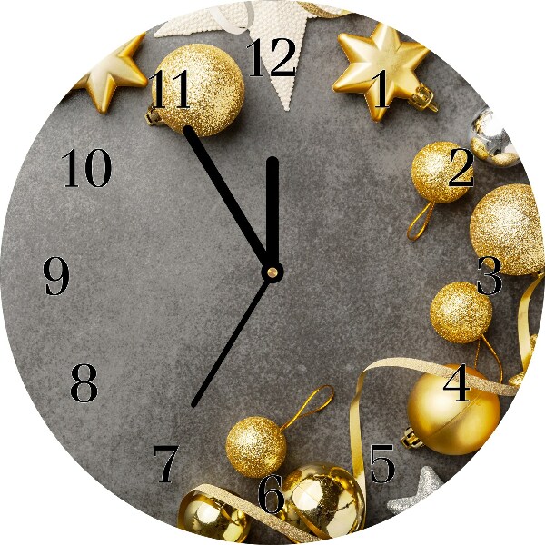 Skleněné hodiny Kolo Zlaté hvězdy vánoční ozdoby