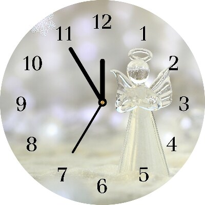 Skleněné hodiny Kolo Čerstvý skleněný andělský ornament