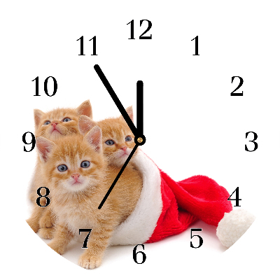 Skleněné hodiny Kolo Kočky. Santa Claus
