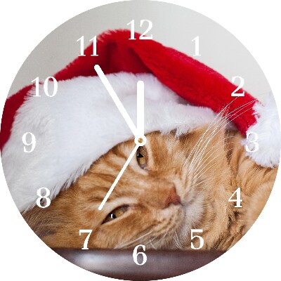 Skleněné hodiny Kolo Kočičí klobouk Santa Claus