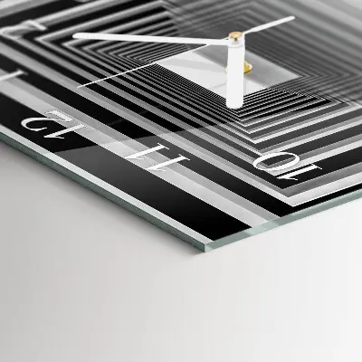 Hodiny s fotkou skleněné čtvercové 3D tunel