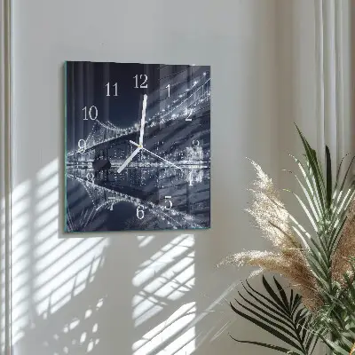 Hodiny s fotkou skleněné čtvercové Most