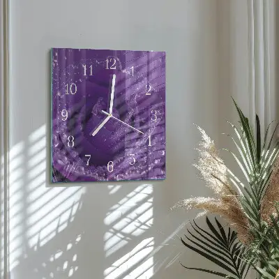 Nástěnné hodiny skleněné čtvercové Růže