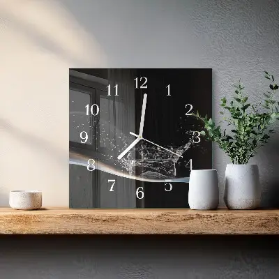 Hodiny s fotkou skleněné čtvercové Voda