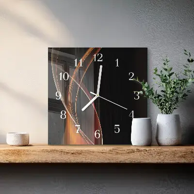 Hodiny s fotkou skleněné čtvercové Abstraktní linie
