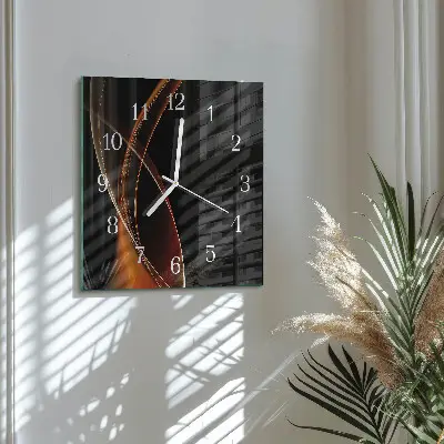 Hodiny s fotkou skleněné čtvercové Abstraktní linie