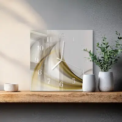 Čtvercové skleněné hodiny na zeď Abstraktní linie