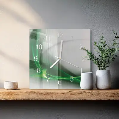 Čtvercové skleněné hodiny na stěnu Abstraktní linie