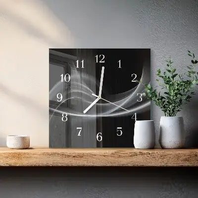Čtvercové skleněné hodiny na stěnu Abstraktní linie