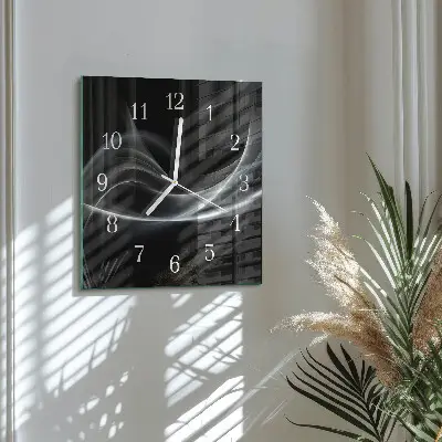 Čtvercové skleněné hodiny na stěnu Abstraktní linie