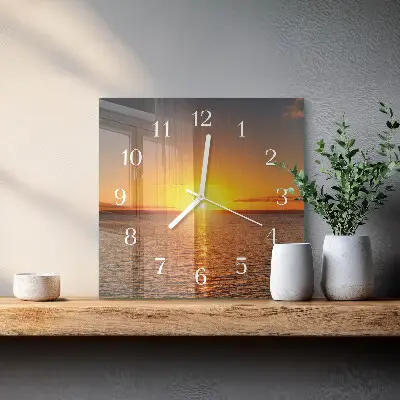 Hodiny s fotkou skleněné čtvercové Západ slunce