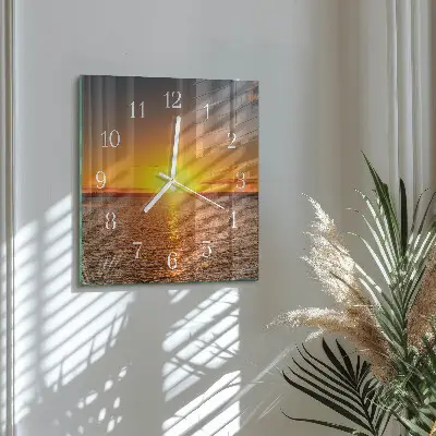 Hodiny s fotkou skleněné čtvercové Západ slunce