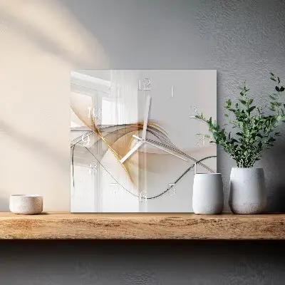 Čtvercové skleněné hodiny na zeď Abstrakce