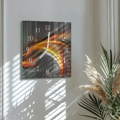 Čtvercové skleněné hodiny na stěnu Abstrakce