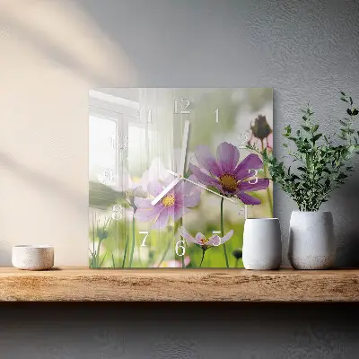 Hodiny s fotkou skleněné čtvercové Louka
