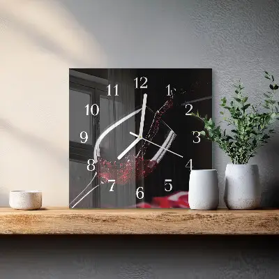 Nástěnné hodiny skleněné čtvercové Víno