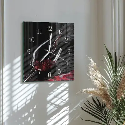 Nástěnné hodiny skleněné čtvercové Víno