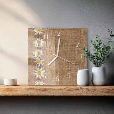 Hodiny s fotkou skleněné čtvercové Sedmikráska