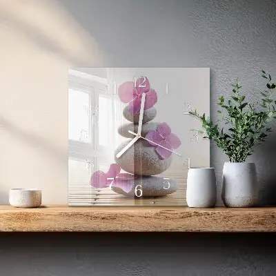 Hodiny s fotkou skleněné čtvercové Lázeňské kameny