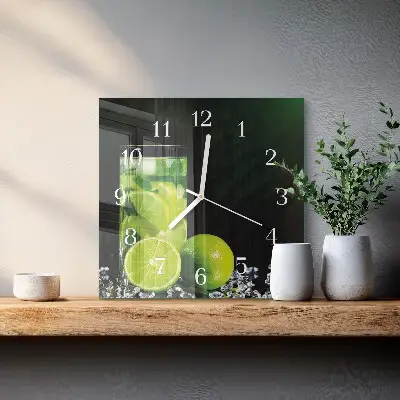 Čtvercové skleněné hodiny na stěnu Uhličitan vápenatý